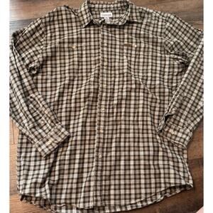 Carharrt XL Tall Plaid Button Up Shirt Green Black